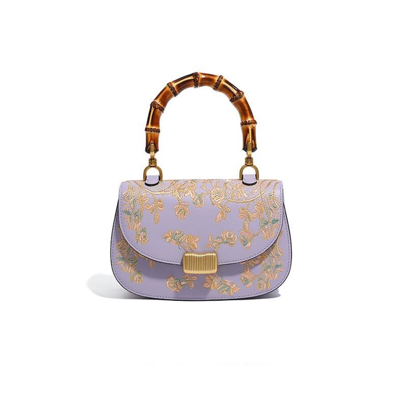 Ladies’ Bamboo Handbag with Cowhide Embroidery Stylish & Durable | Perfect for Everyday & Special Occasions - SMARTMARTNZ