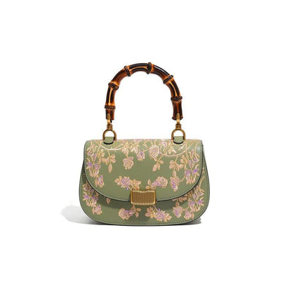 Ladies’ Bamboo Handbag with Cowhide Embroidery Stylish & Durable | Perfect for Everyday & Special Occasions - SMARTMARTNZ