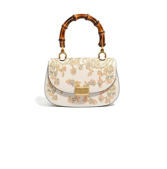 Ladies’ Bamboo Handbag with Cowhide Embroidery Stylish & Durable | Perfect for Everyday & Special Occasions - SMARTMARTNZ
