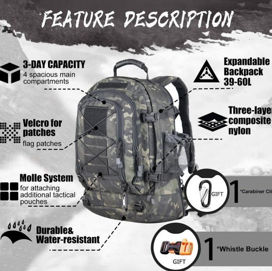 Large Tactical Backpack – Gym, Sport, Travel - SMARTMARTNZ