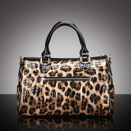 Leopard Print Handbag Fashion All - match Leather Large - capacity One - shoulder - SMARTMARTNZ