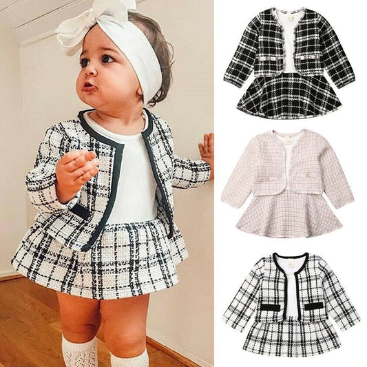 Long - sleeved Dresses Two - piece Children's Baby Small Incense Wind Suit - SMARTMARTNZ