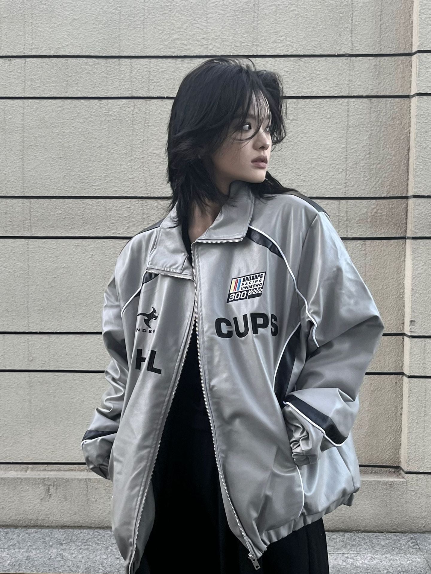 Loose American Couple Embroidered Motorcycle PU Jacket - SMARTMARTNZ