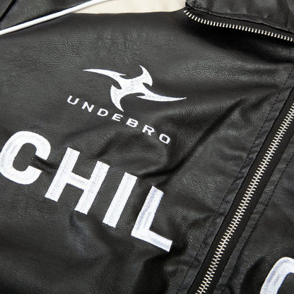 Loose American Couple Embroidered Motorcycle PU Jacket - SMARTMARTNZ