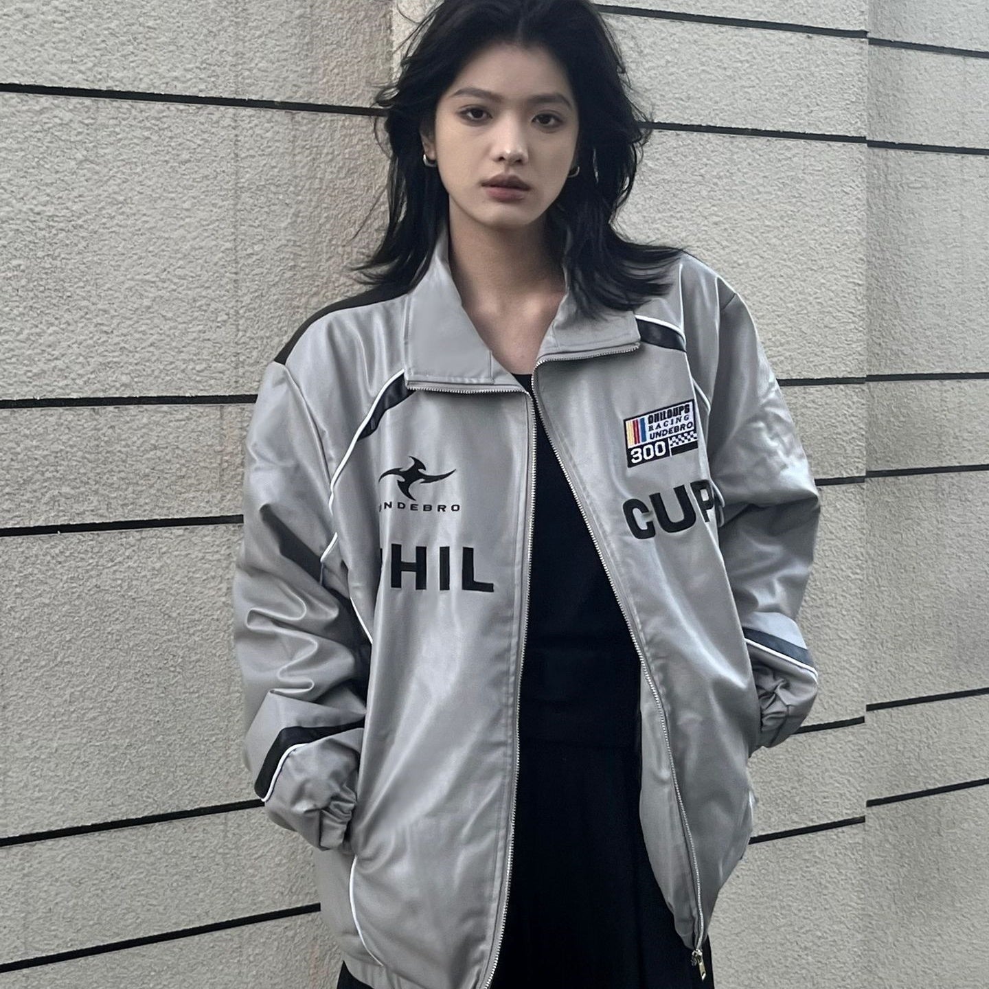 Loose American Couple Embroidered Motorcycle PU Jacket - SMARTMARTNZ