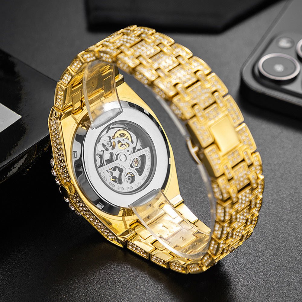 “Luxury Hip Hop Watch – Full Bling, Hollow Dial, Self - Winding Movement” - SMARTMARTNZ