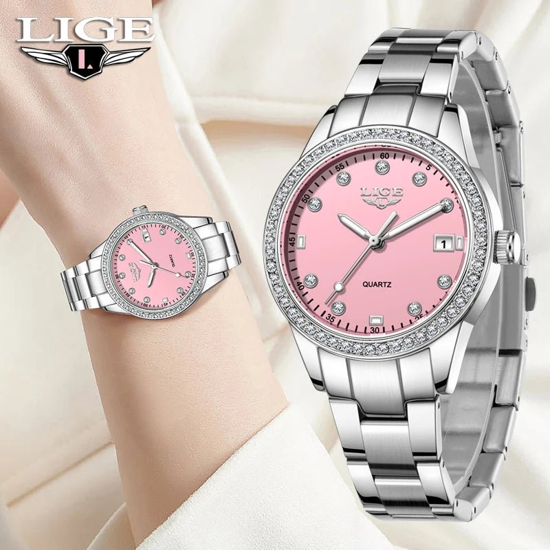 Luxury LIGE 2025 Women’s Watch – Waterproof, Diamond Accent, Quartz Movement (Reloj Mujer) - SMARTMARTNZ