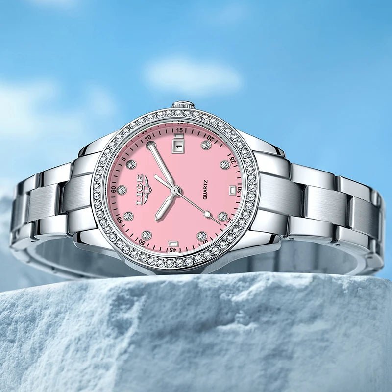 Luxury LIGE 2025 Women’s Watch – Waterproof, Diamond Accent, Quartz Movement (Reloj Mujer) - SMARTMARTNZ