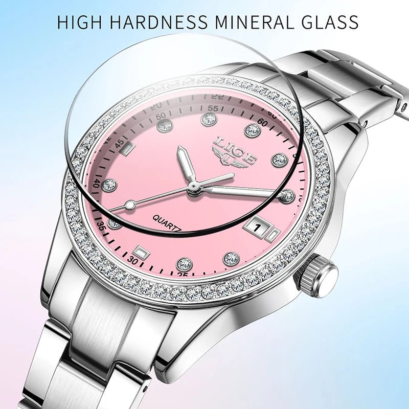Luxury LIGE 2025 Women’s Watch – Waterproof, Diamond Accent, Quartz Movement (Reloj Mujer) - SMARTMARTNZ