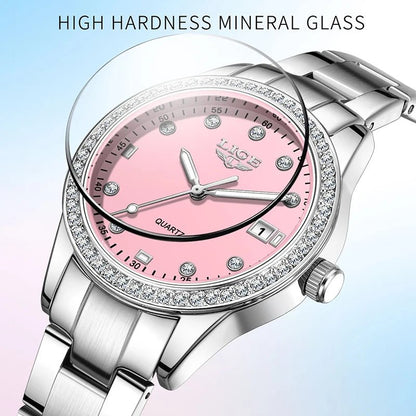 Luxury LIGE 2025 Women’s Watch – Waterproof, Diamond Accent, Quartz Movement (Reloj Mujer) - SMARTMARTNZ