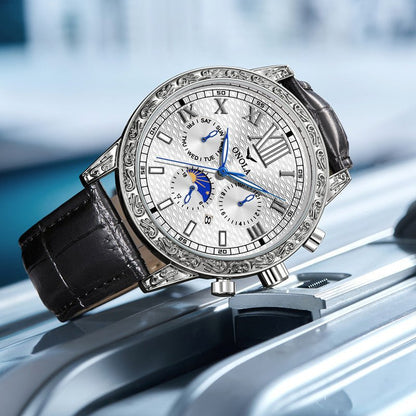 Luxury Skeleton Mechanical Watch for Men – Automatic, Leather Strap - SMARTMARTNZ