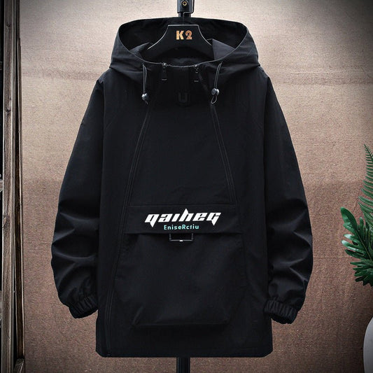 Men’s Casual Printed Street Jacket – Modern Minimal with Diagonal Zipper - SMARTMARTNZ