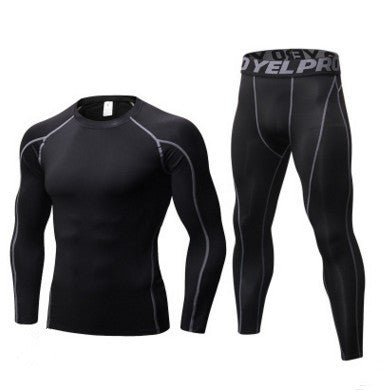 Men's Fitness Running Compression Training Suit Tights Long - sleeved Shirt Pants Leggings Sports Suit Fitness Sportswear - SMARTMARTNZ