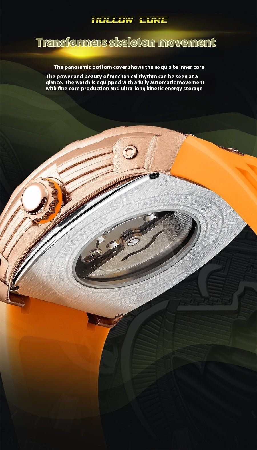 Men's Hollow Automatic Watch Luminous Waterproof Mechanical Watch - SMARTMARTNZ