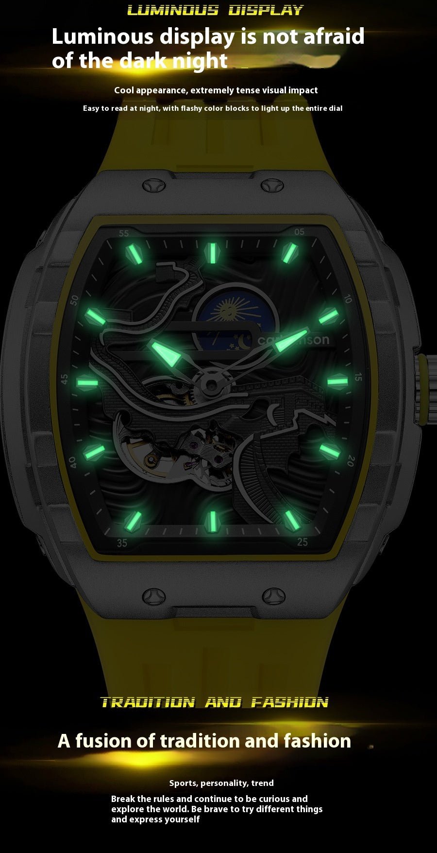 Men's Hollow Automatic Watch Luminous Waterproof Mechanical Watch - SMARTMARTNZ