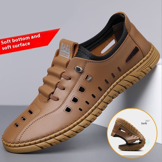 Men’s Leather Slip - On Sandals – Hollow & Breathablel - SMARTMARTNZ