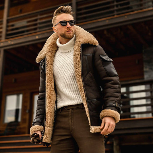 Men’s Military Winter Fleece Jacket – Warm Tactical Coat with Fur Collar - SMARTMARTNZ