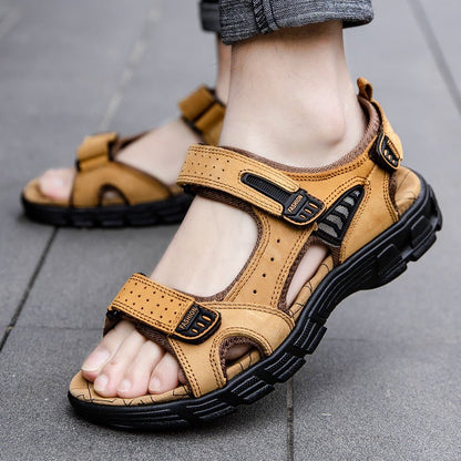 Men’s Outdoor Leather Sandals – Retro & Casual - SMARTMARTNZ