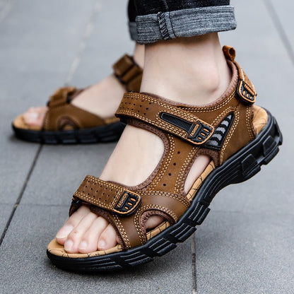 Men’s Outdoor Leather Sandals – Retro & Casual - SMARTMARTNZ