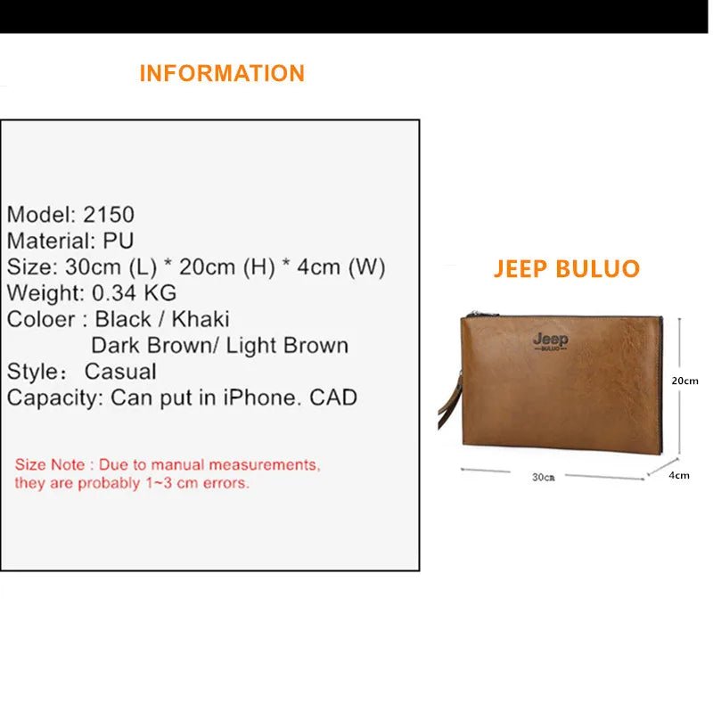 Men’s PU Leather Business Clutch – JEEP BULUO Elegant Handbag & Card Wallet - SMARTMARTNZ
