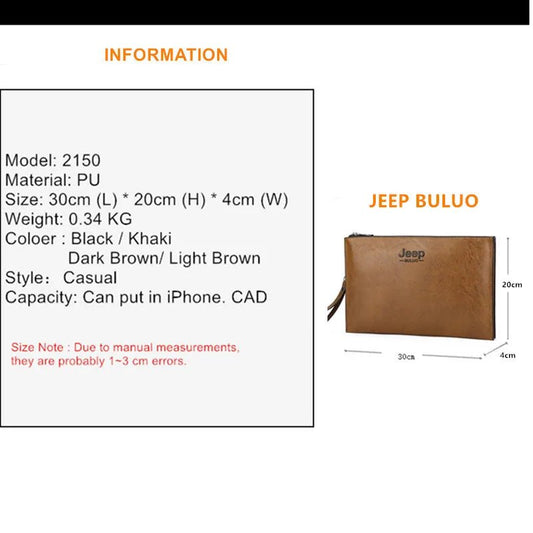 Men’s PU Leather Business Clutch – JEEP BULUO Elegant Handbag & Card Wallet - SMARTMARTNZ