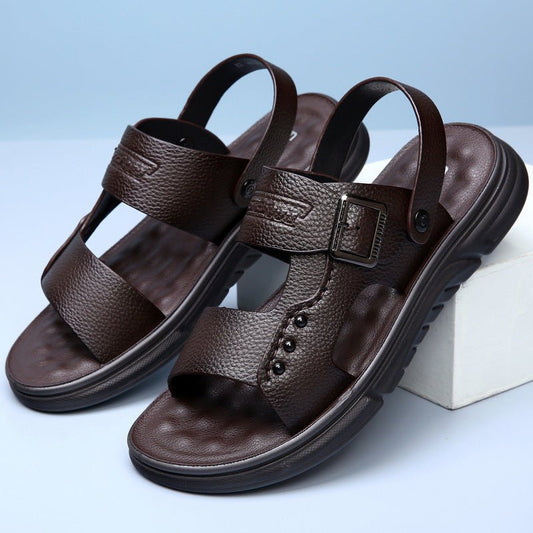Men’s Soft Leather Beach Shoes – Casual with Latex Pad Cushioned Comfort | Stylish & Supportive for Summer Days - SMARTMARTNZ