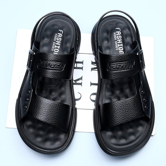 Men’s Soft Leather Beach Shoes – Casual with Latex Pad Cushioned Comfort | Stylish & Supportive for Summer Days - SMARTMARTNZ