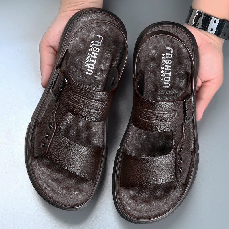Men’s Soft Leather Beach Shoes – Casual with Latex Pad Cushioned Comfort | Stylish & Supportive for Summer Days - SMARTMARTNZ