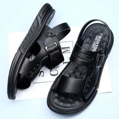 Men’s Soft Leather Beach Shoes – Casual with Latex Pad Cushioned Comfort | Stylish & Supportive for Summer Days - SMARTMARTNZ