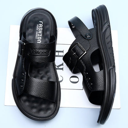 Men’s Soft Leather Beach Shoes – Casual with Latex Pad Cushioned Comfort | Stylish & Supportive for Summer Days - SMARTMARTNZ