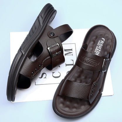 Men’s Soft Leather Beach Shoes – Casual with Latex Pad Cushioned Comfort | Stylish & Supportive for Summer Days - SMARTMARTNZ