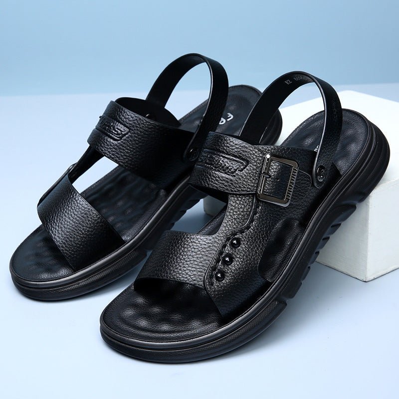 Men’s Soft Leather Beach Shoes – Casual with Latex Pad Cushioned Comfort | Stylish & Supportive for Summer Days - SMARTMARTNZ