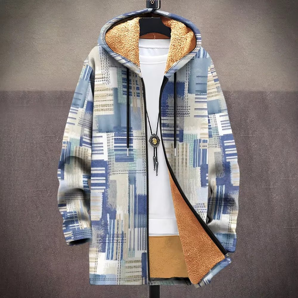 Men’s Trench Coat w/ Digital Printed Hoodie – Trendy Wear - SMARTMARTNZ