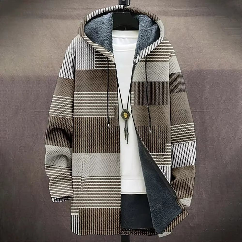 Men’s Trench Coat w/ Digital Printed Hoodie – Trendy Wear - SMARTMARTNZ