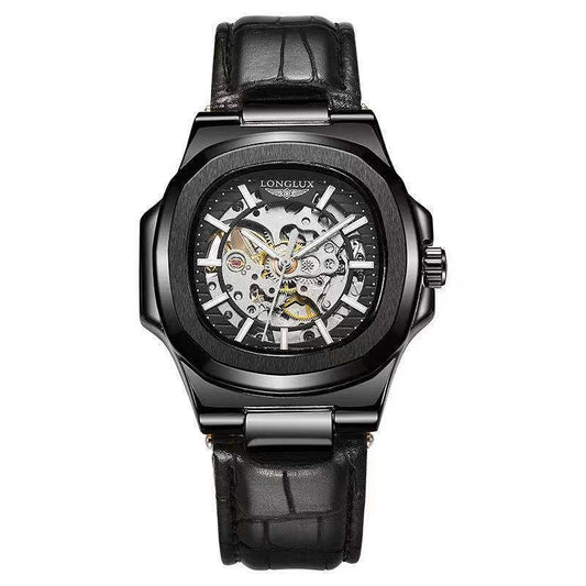 Men’s Waterproof Mechanical Watch – Barrel Case & Leather Strap - SMARTMARTNZ