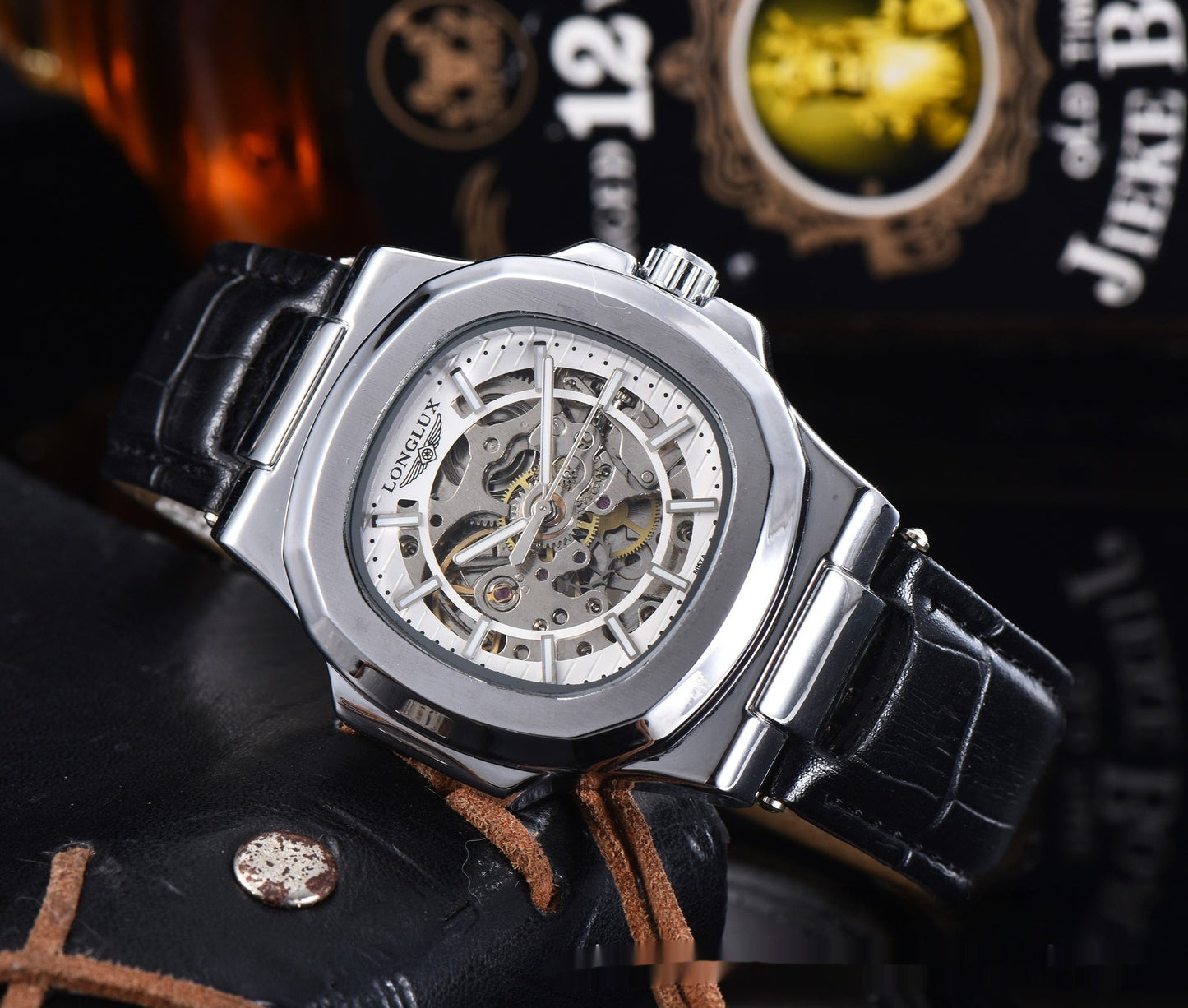 Men’s Waterproof Mechanical Watch – Barrel Case & Leather Strap - SMARTMARTNZ
