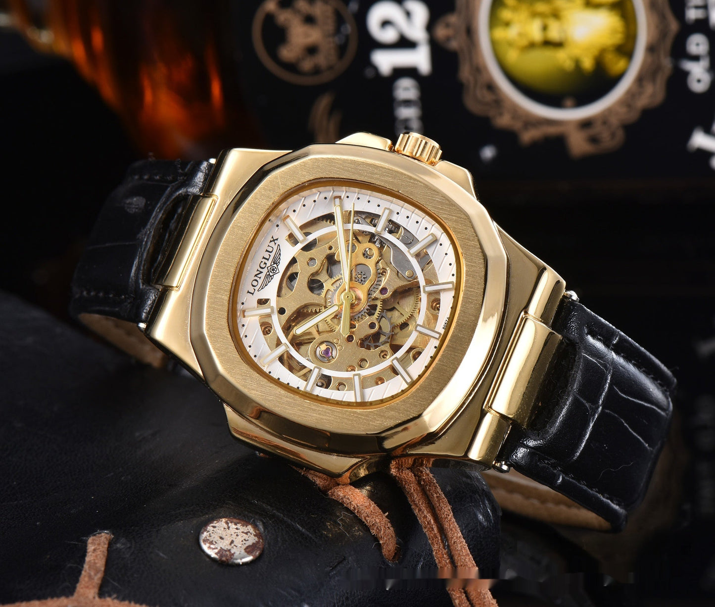 Men’s Waterproof Mechanical Watch – Barrel Case & Leather Strap - SMARTMARTNZ
