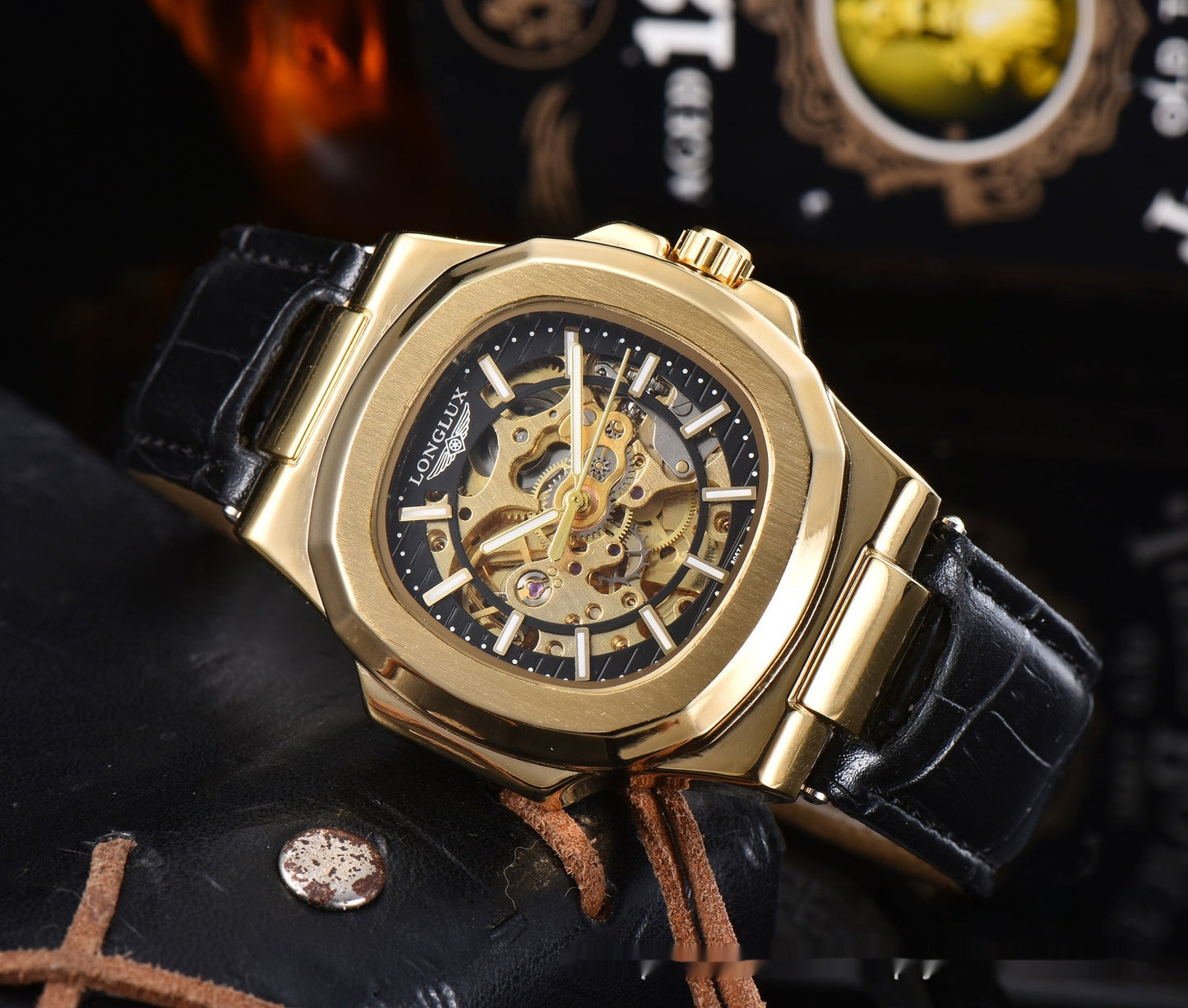 Men’s Waterproof Mechanical Watch – Barrel Case & Leather Strap - SMARTMARTNZ