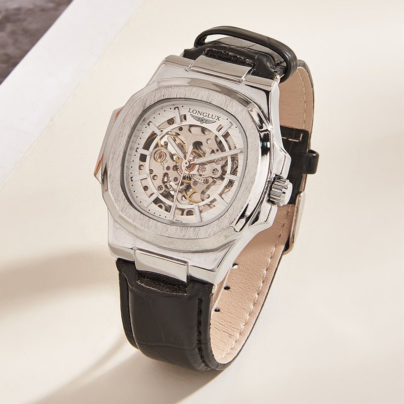 Men’s Waterproof Mechanical Watch – Barrel Case & Leather Strap - SMARTMARTNZ