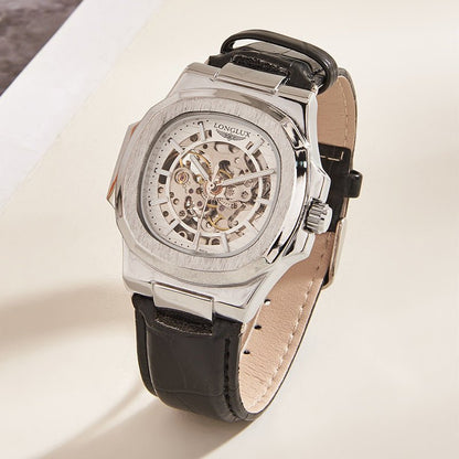 Men’s Waterproof Mechanical Watch – Barrel Case & Leather Strap - SMARTMARTNZ