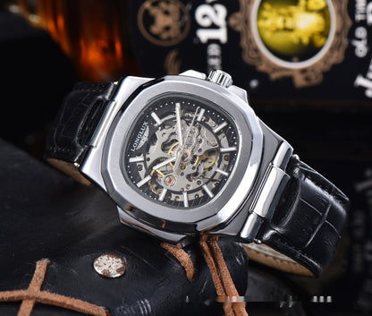 Men’s Waterproof Mechanical Watch – Barrel Case & Leather Strap - SMARTMARTNZ