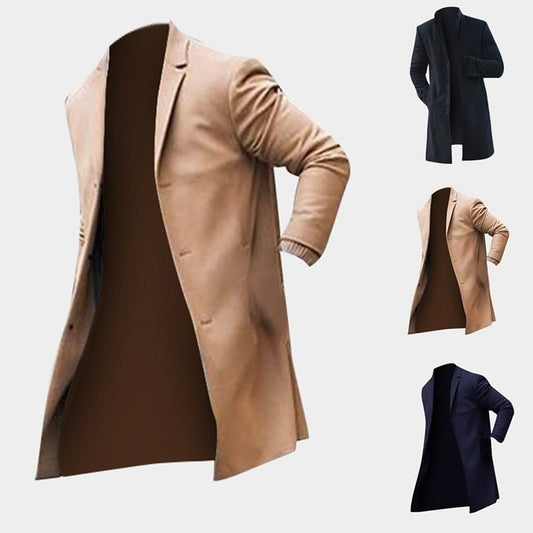Men’s Winter Trench Jacket – Slim Fit Long Coat in Khaki & Black - SMARTMARTNZ