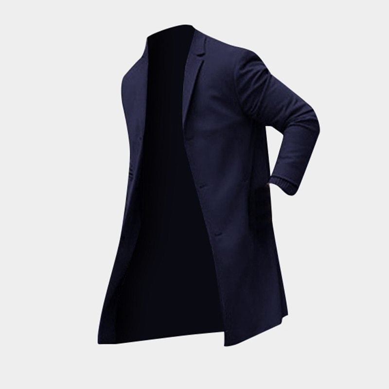 Men’s Winter Trench Jacket – Slim Fit Long Coat in Khaki & Black - SMARTMARTNZ
