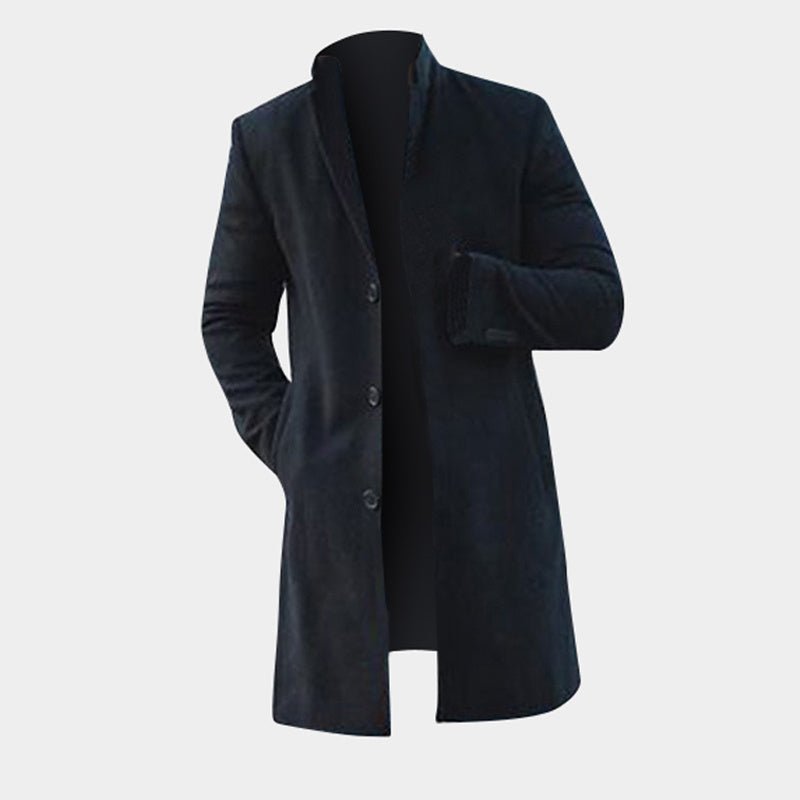 Men’s Winter Trench Jacket – Slim Fit Long Coat in Khaki & Black - SMARTMARTNZ