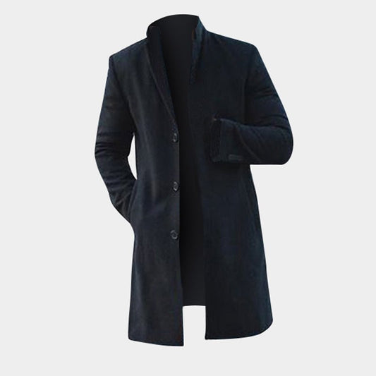 Men’s Winter Trench Jacket – Slim Fit Long Coat in Khaki & Black - SMARTMARTNZ