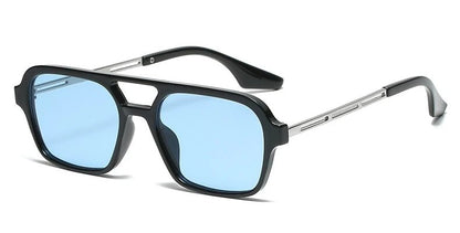 Men’s & Women’s Trendy Square Sunglasses – Double - Bridge Leopard Blue Gradient Shades - SMARTMARTNZ