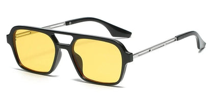 Men’s & Women’s Trendy Square Sunglasses – Double - Bridge Leopard Blue Gradient Shades - SMARTMARTNZ