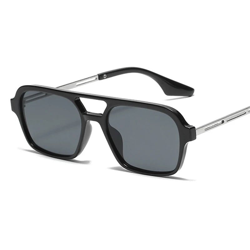 Men’s & Women’s Trendy Square Sunglasses – Double - Bridge Leopard Blue Gradient Shades - SMARTMARTNZ