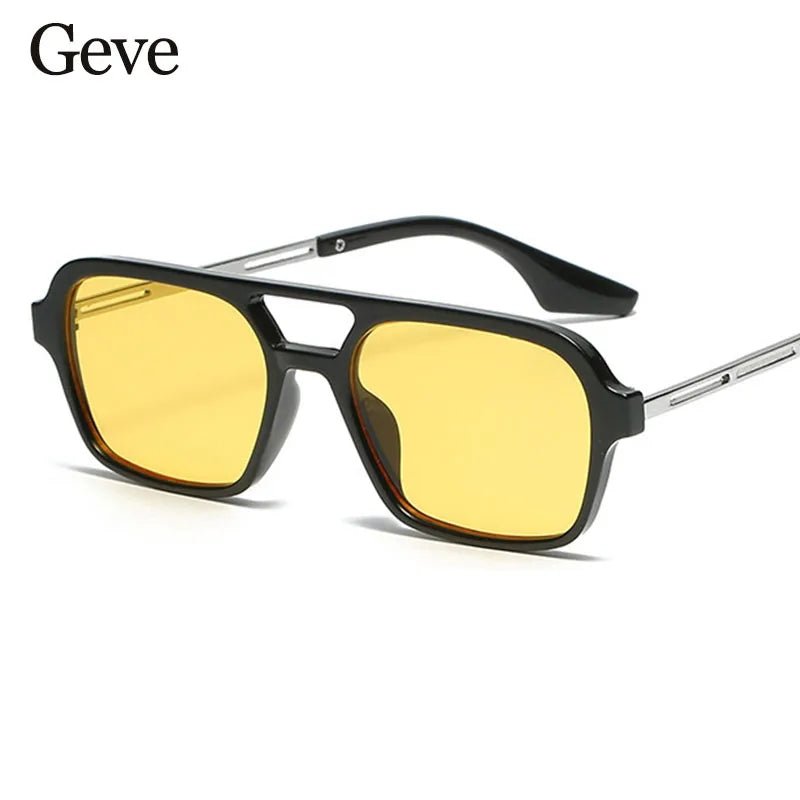 Men’s & Women’s Trendy Square Sunglasses – Double - Bridge Leopard Blue Gradient Shades - SMARTMARTNZ