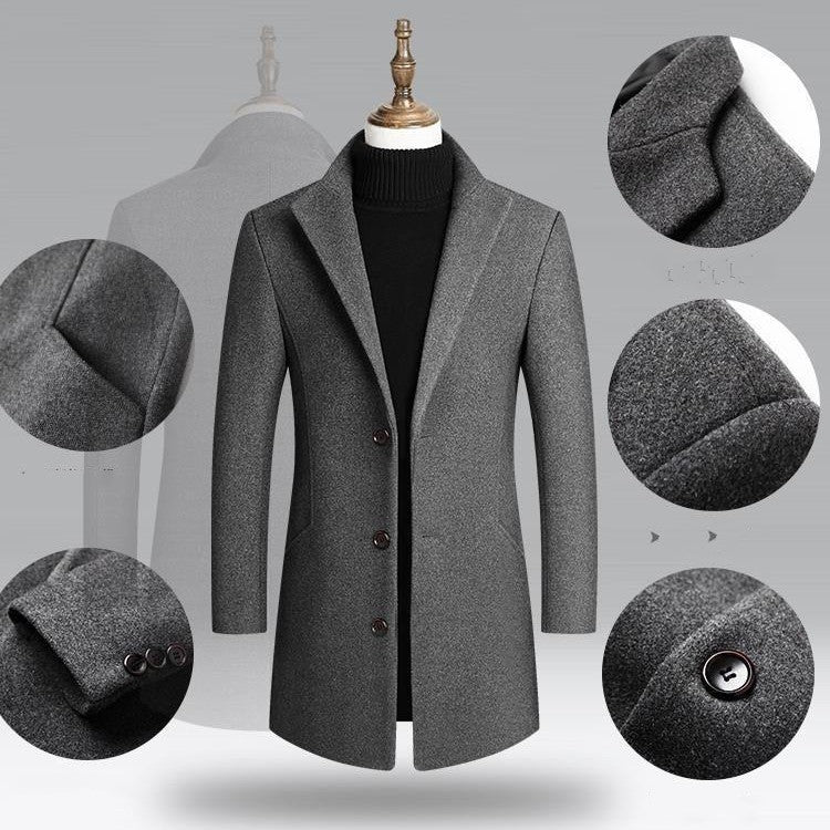Men’s Woolen Trench Coat – Autumn & Winter Longline Style - SMARTMARTNZ